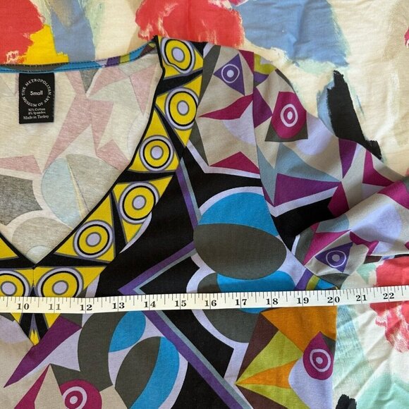 The Metropolitan Museum of Art Blouse Top Womens Sz S Multicolor Abstract Tunic - Picture 7 of 8